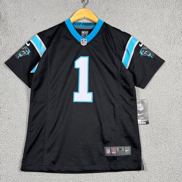 Nike NFL Jersey Boys Medium 10/12 Carolina Panthers Black Cam Newton On Field - Picture 1 of 16